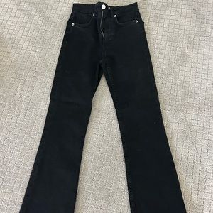 zara black flare cropped jeans